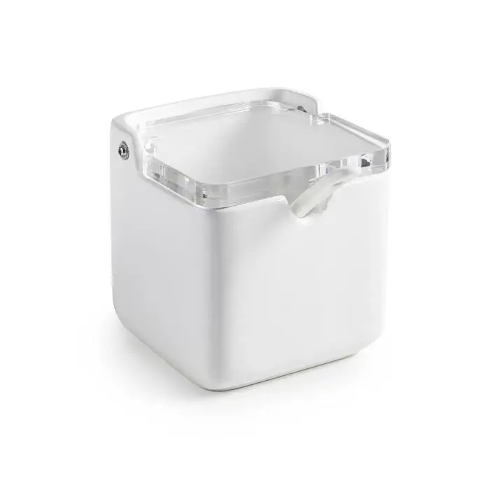 Saliera/Zuccheriera - IBILI - 714860 - Acrilico - Cucchiaio in ceramica - 8 7 x 8 7 cm bianco