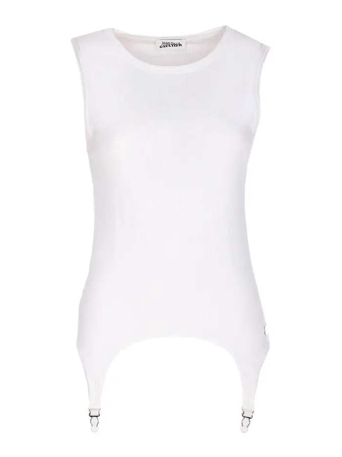 Jean Paul Gaultier Canotta con reggicalze in lingerie Bianco