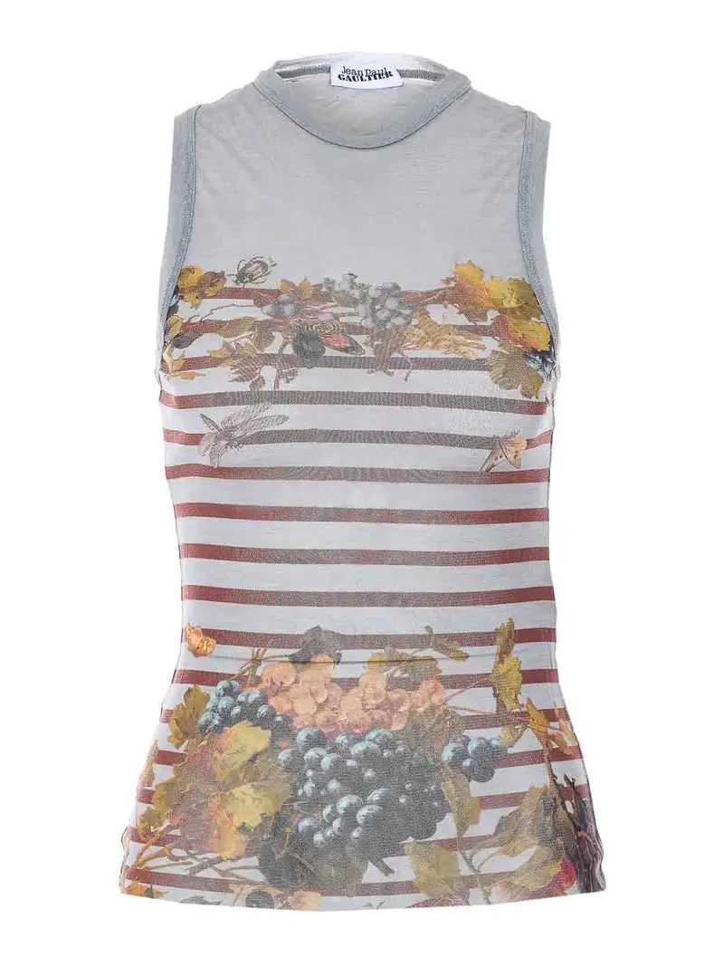 Jean Paul Gaultier Canotta in rete azzurra Grigio