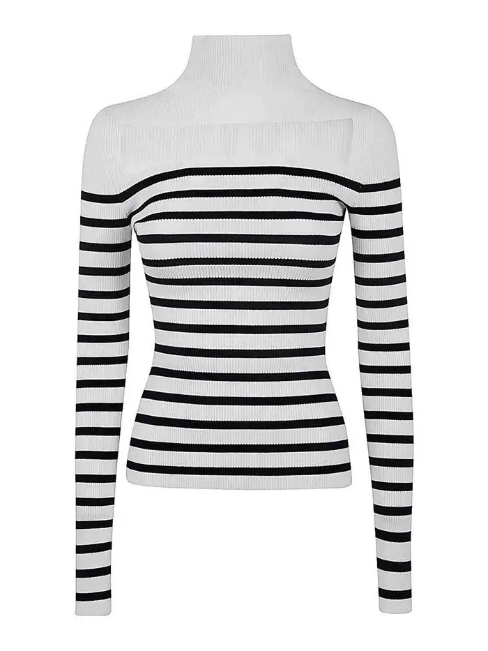 Jean Paul Gaultier Pullover Mariniere a coste Bianco