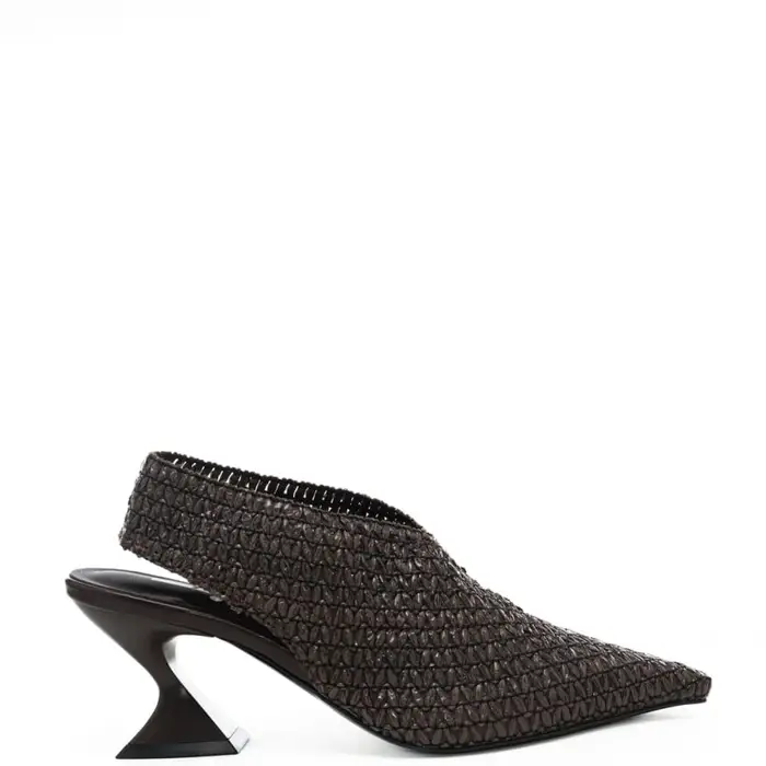 scarpe da donna in tessuto intrecciato con tacco scultoreo testa di moro