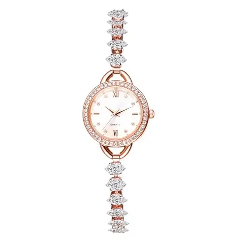 JewelryWe Orologio Analogico Rigido da Donna: Orologio da Polso con Zircone Numero Romano Leggero Idee Regalo per lei
