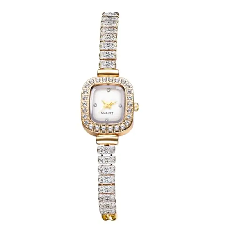 JewelryWe Orologio Analogico Rigido da Donna: Orologio da Polso Piccolo con Zircone Quadrante Quadrato Leggero Idee