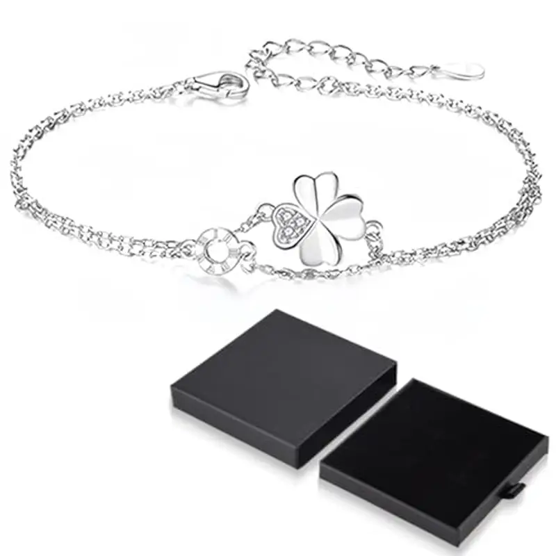 JEYORZY Bracciale da donna in argento con quadrifoglio, bracciale da donna, da donna, per fidanzata, braccialetti dell'amicizia, regali per