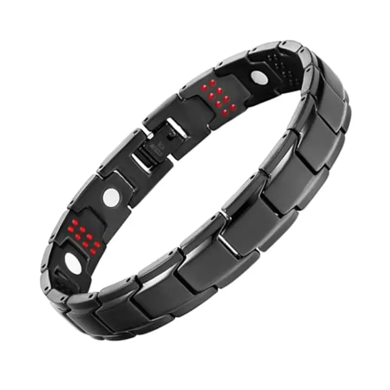 JFUME Braccialetto magnetico per uomo - Regalo per uomo - Braccialetto nero con strumento di rimozione del link