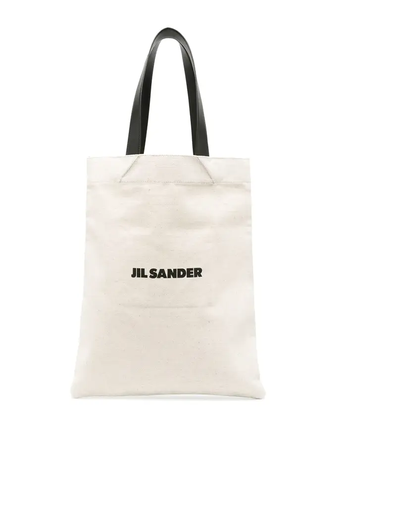 Jil Sander Borsa shopping in lino a libro Beige