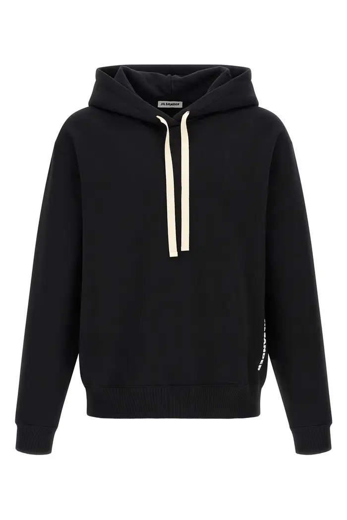 JIL SANDER Felpa In Cotone Con Cappuccio Nero