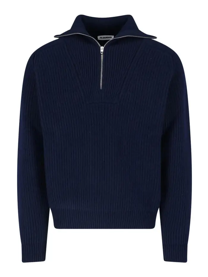Jil Sander Maglione zip Blu
