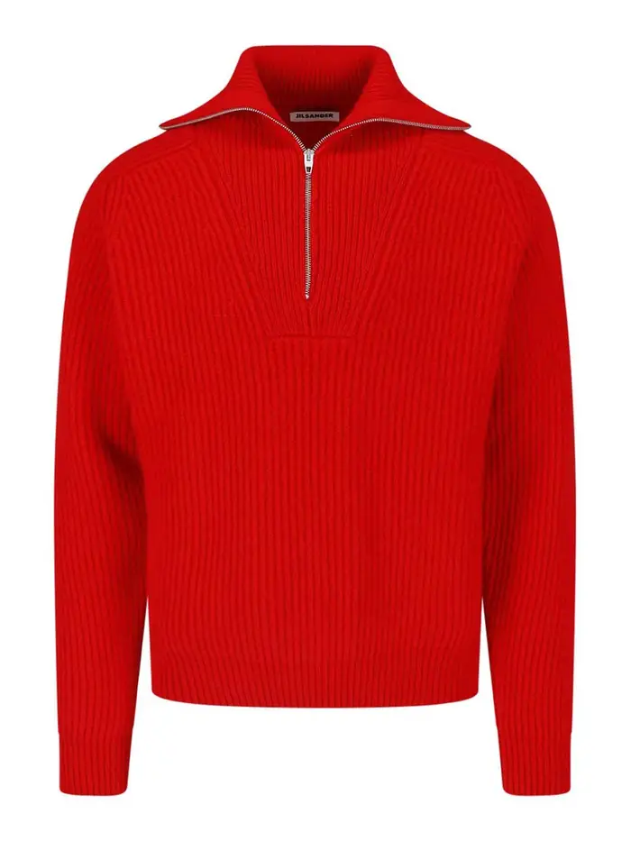Jil Sander Maglione zip Rosso