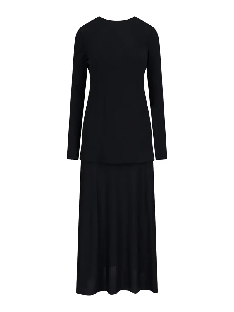 Jil Sander Vestito Midi Svasato Nero