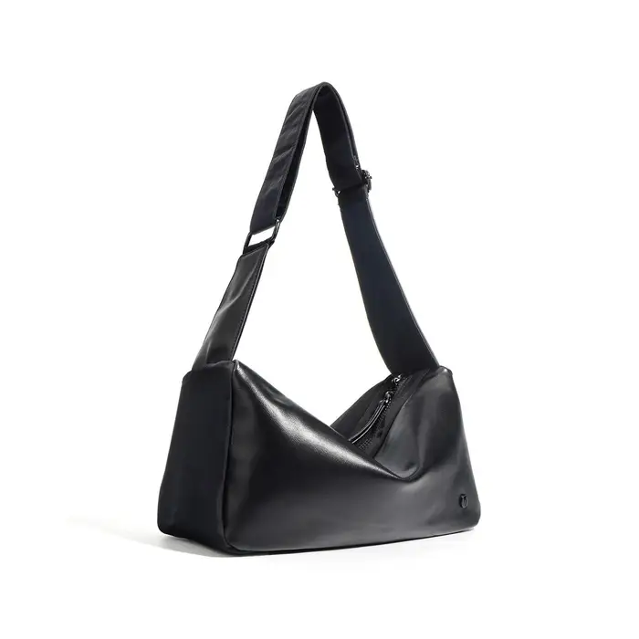 Borsa Monospalla Inclinata in Morbida Pelle di Alta Gamma Retro Grande Capacità Cuscino Neutra a Spalla per Uomo e Donna nero