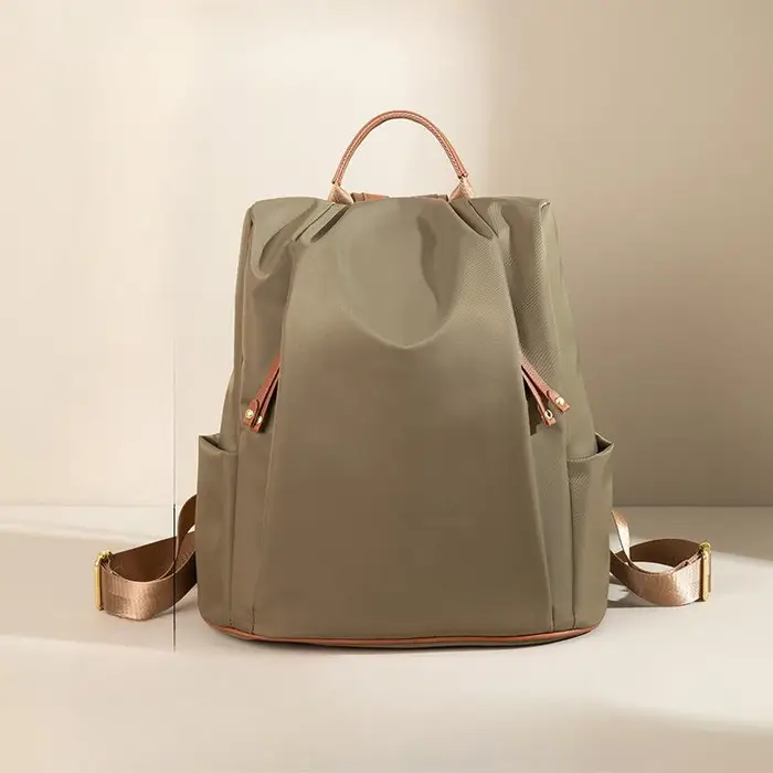 Zaino Antifurto Leggero Donna Moda Grande Capacità Tessuto Oxford Casual Zaino da Viaggio da Donna cachi