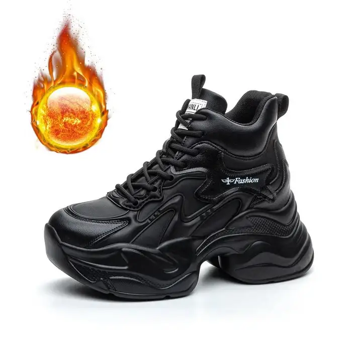 Scarpe Casual da Donna in Vera Pelle 9cm Piattaforma Bianca Zeppa Tacco Nascosto Scarpe Bianche Chunky Sneakers Vulcanizzate Skateboard 40