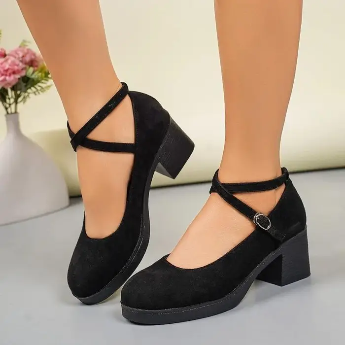 Scarpe da Donna Stile alla Caviglia Scarpe da Donna con Tacco Alto Taglie Forti Décolleté da Ufficio e Carriera Scarpe da Donna con Tacco Grosso Cinturino con Fibbia 38