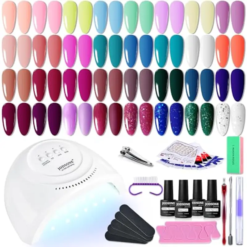JODSONE Starter kit di smalti per unghie in gel da 36 pezzi Set per unghie in gel serie UV Light e Dark senza base per salviette Top coat