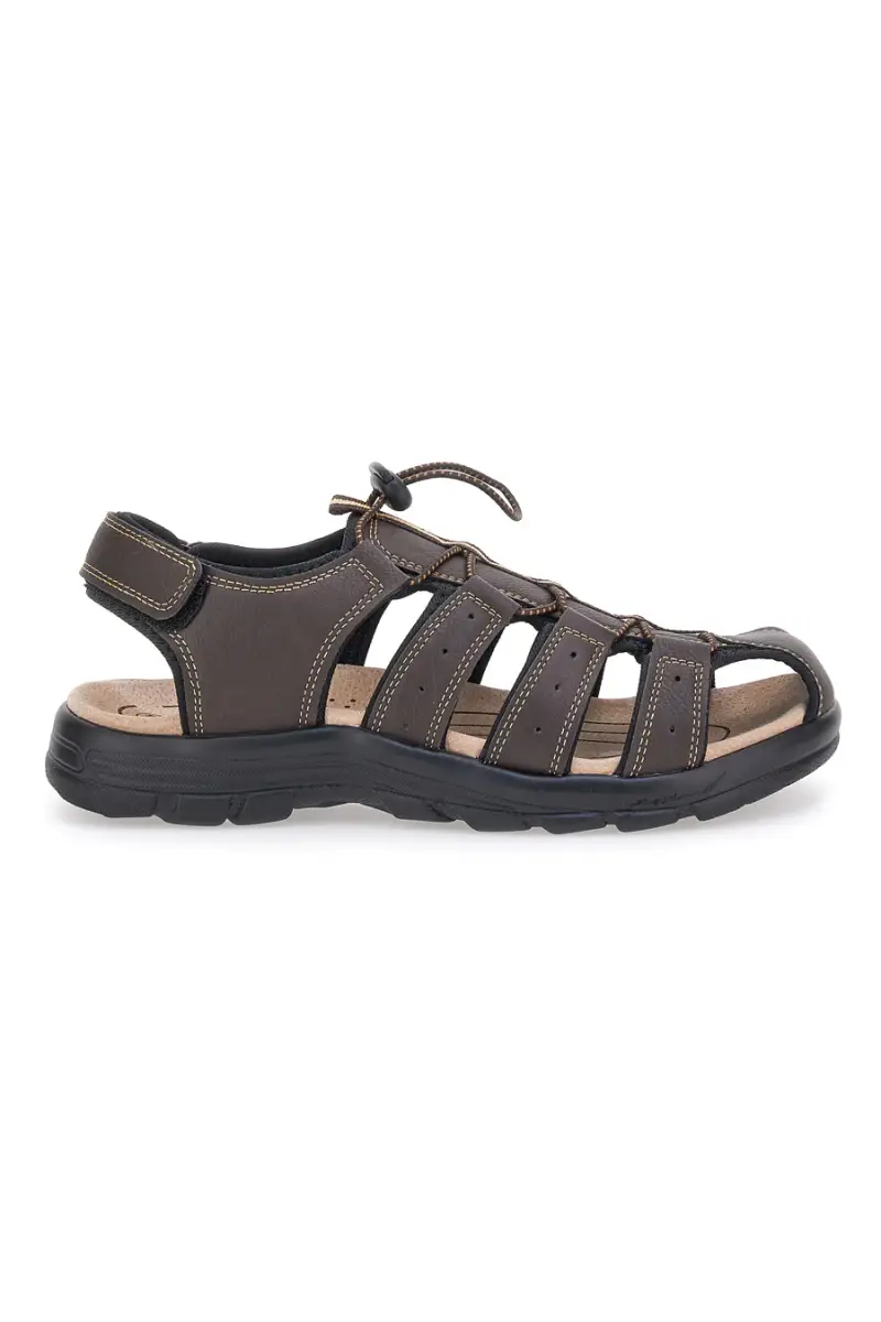 JOHES LAND Sandali marroni con velcro ed elastico 2208 [MARRONE]