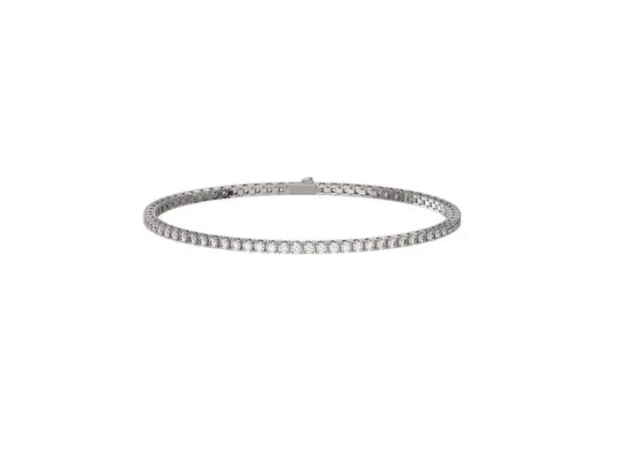 JOHN RICHMOND Bracciale Uomo Tennis Titanio Brillanti Bianchi