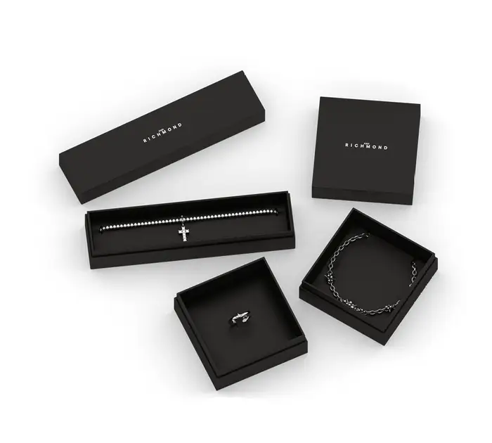 JOHN RICHMOND Bracciale Uomo Titanio Brillanti Nero Semirigido