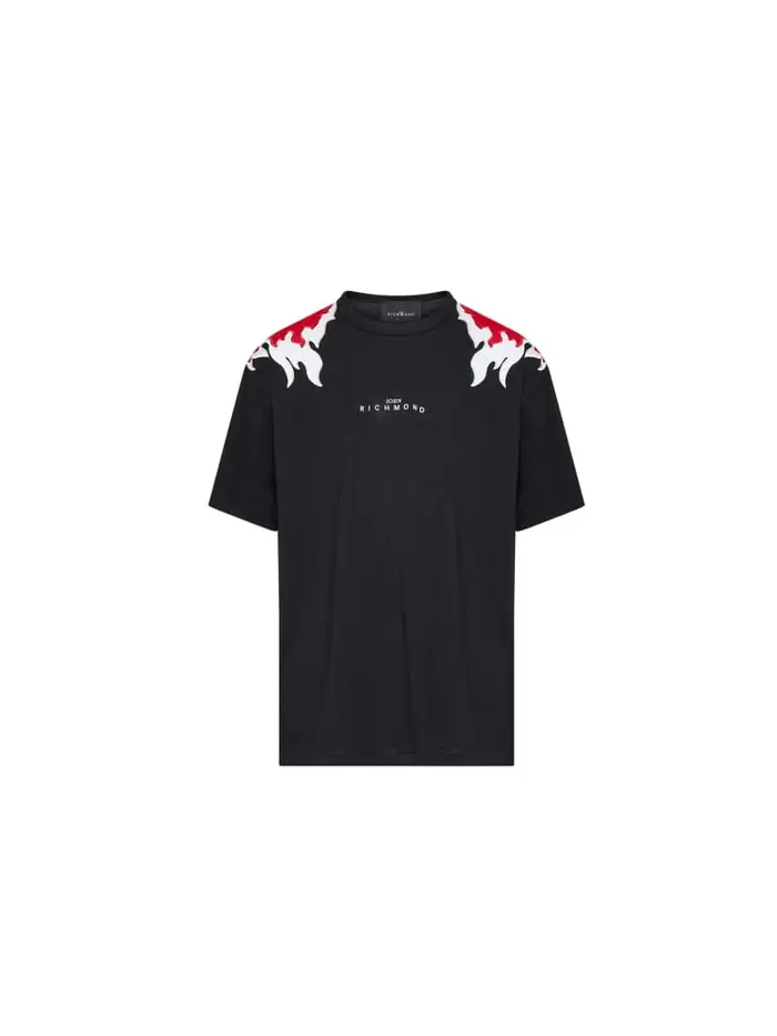 John Richmond t-shirt malkia kids/junior nera con stampa fiamme