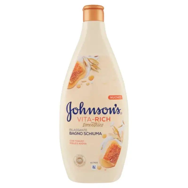 Johnson s Vita-rich Smoothies Bagno Schiuma Rilassante Con Yogurt, Miele E Avena 750 ml