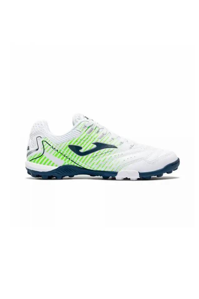 Scarpe da calcetto bianche con dettagli verde lime e blu navy Joma MAXW2602TF [BIANCO]