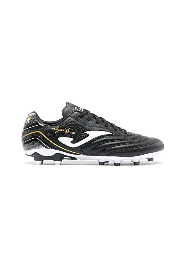Scarpe da calcio nere con dettagli bianchi e oro Joma AGUW2601FG [NERO]