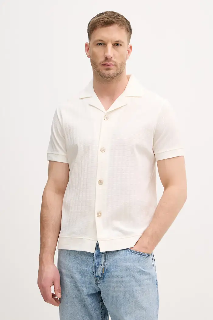 camicia da uomo in cotone Beige