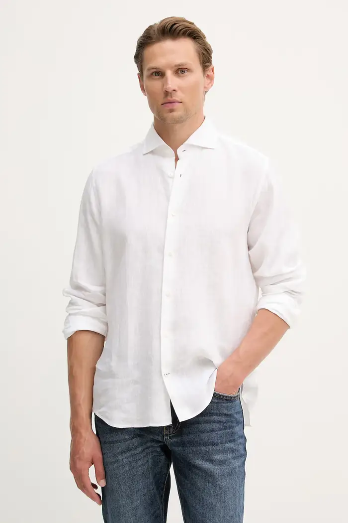 Joop! camicia da uomo in lino Bianco