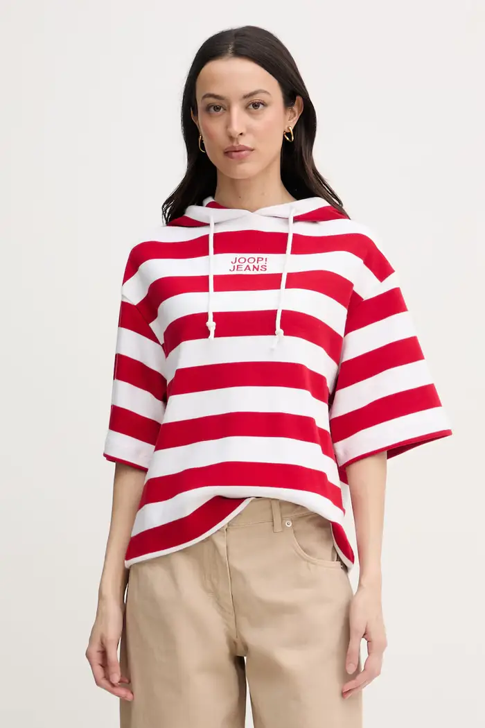 Joop! felpa con cappuccio da donna in cotone Rosso