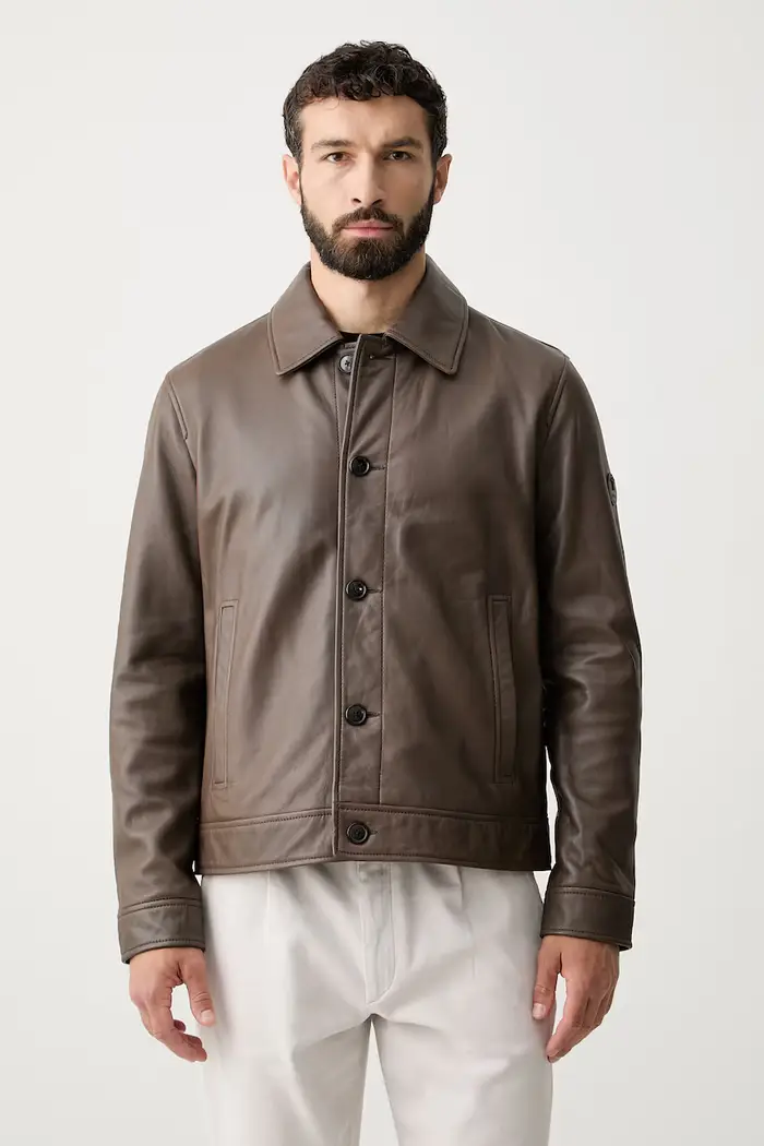 Joop! giacca di mezza stagione da uomo in pelle Corton Marrone