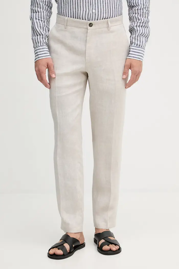 pantaloni chinos da uomo in lino Beige