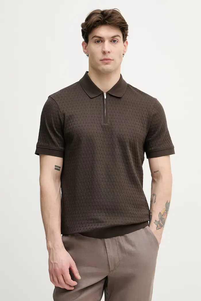 polo da uomo in cotone Marrone