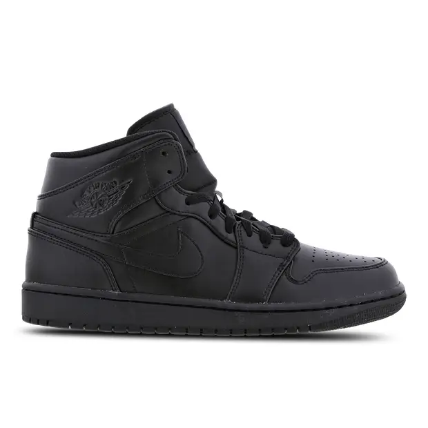 Jordan 1 Mid male Scarpe - Nero - Cuoio, Sintetico - Foot Locker Black