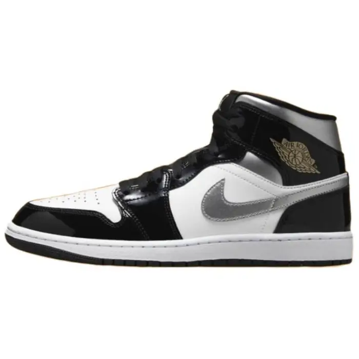 Jordan 1 Mid Se Vernice Nero Bianco Argento Metallizzato Oro Metallizzato HV0789-010 42 colore bianco nero