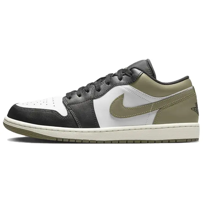 Jordan Air 1 Low Black Toe Medium Olive Sneakers da Uomo Verde Bianco 553558-092
