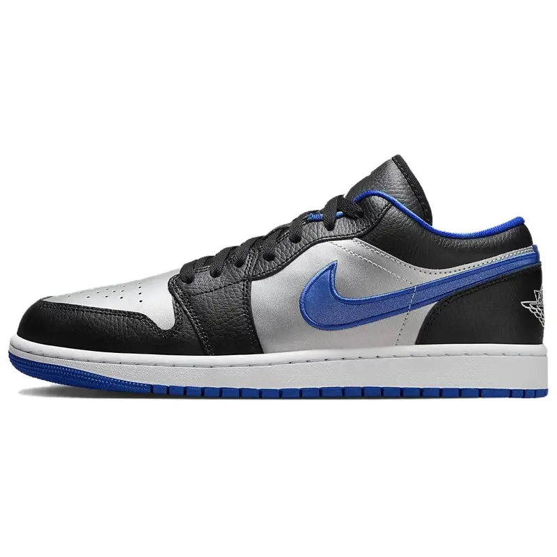 Jordan Air 1 Low Nero Game Royal Scarpe da Ginnastica da Uomo Bianco Platino Metallizzato 553558-007