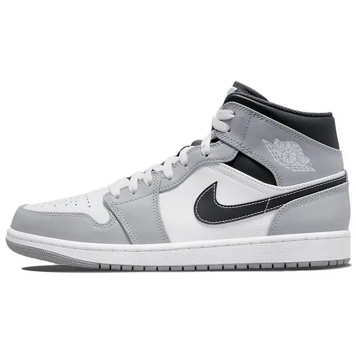 Jordan Air 1 Mid Light Smoke Grey Uomo Sneakers Antracite Bianco 554724-078