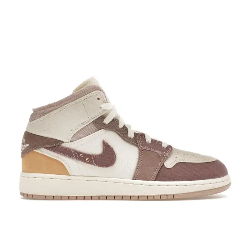 Jordan Air 1 Mid SE Craft GS Inside Out - Taupe Haze Scarpe da Ginnastica per Bambini Marrone Vela Pietra Fossile DZ4466-102 35 5