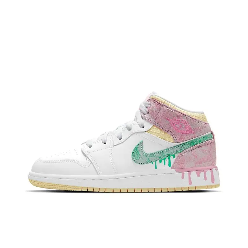 Jordan Air 1 Mid SE GS Gelato Scarpe da Ginnastica Bambino Bianco Arctic-Punch Vaniglia Pallido DD1666-100 35 5