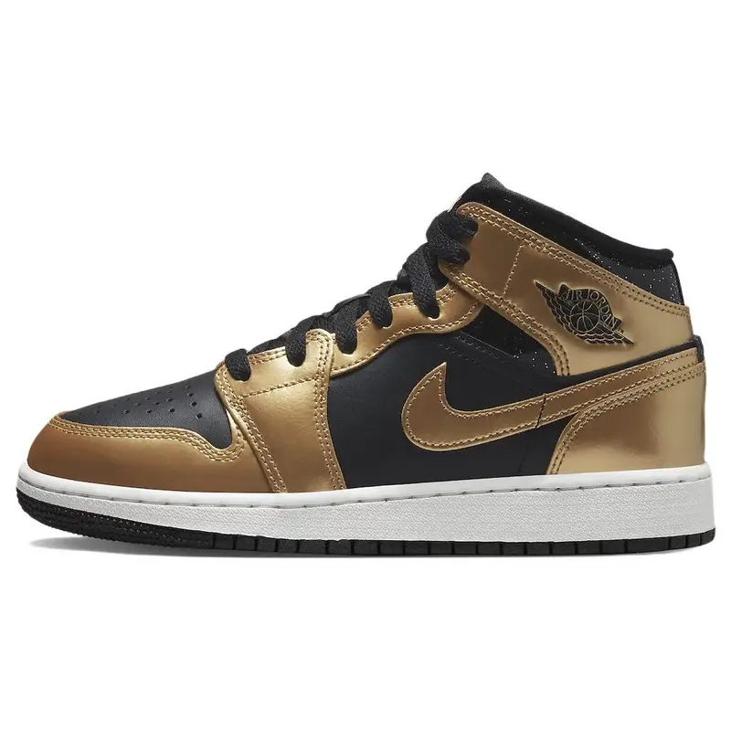 Jordan Air 1 Mid SE GS Oro Metallico Nero Scarpe da Ginnastica Bambini Bianco DR6967-071