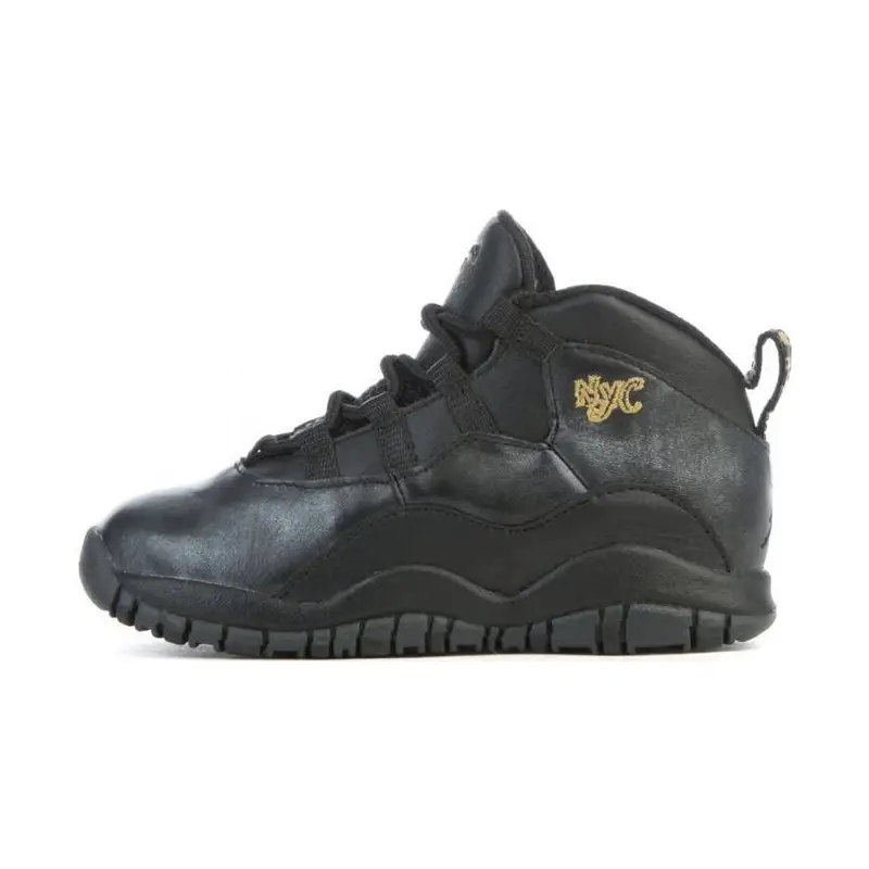 Jordan Air 10 Retro TD NYC Sneakers da Bambino Nero Grigio Scuro Oro Metallizzato Nero 310808-012 23 5