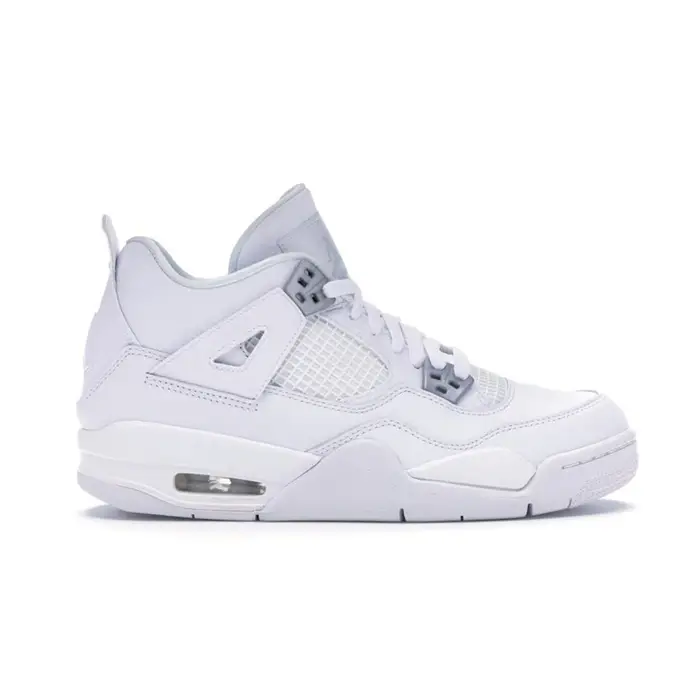 Air Jordan 4 Retro GS Pure Money 2017 Scarpe da Ginnastica da Bambino Bianco Argento Metallizzato Platino Puro 408452-100 35 5