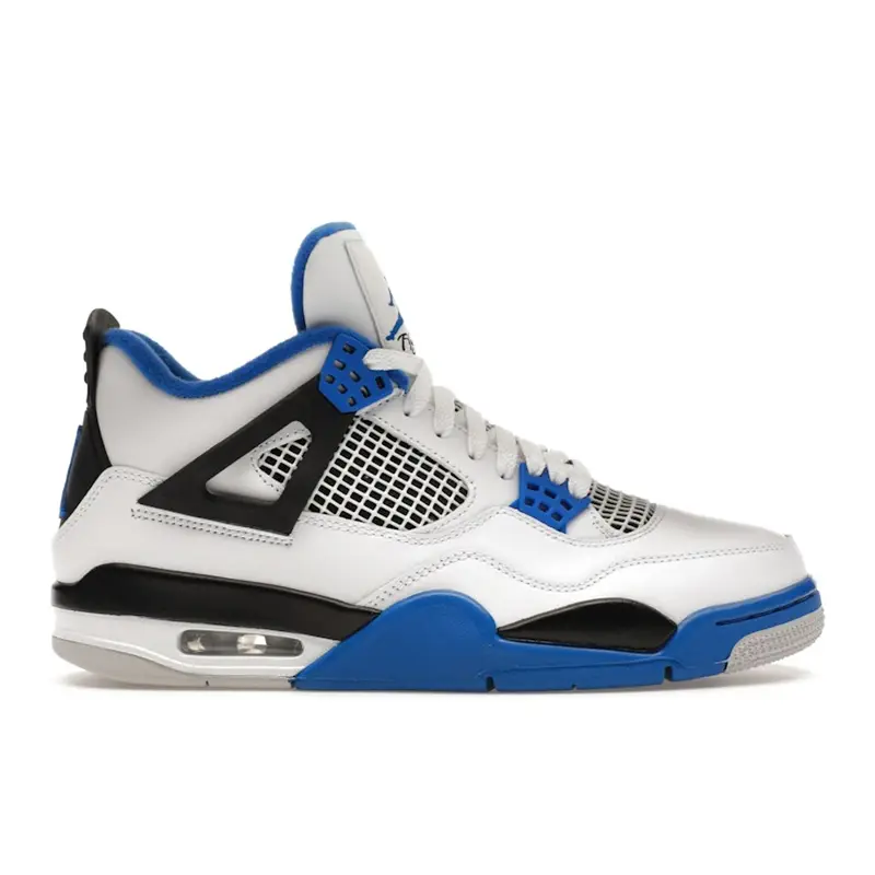 Jordan Air 4 Retro Motorsports Scarpe da Ginnastica da Uomo Bianco Game-Royal Nero 308497-117