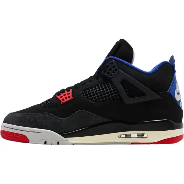 Jordan Air 4 Retro PS Rare Air Scarpe da Ginnastica per Bambini Nero Rosso Fuoco Blu Reale Profondo IB4388-003