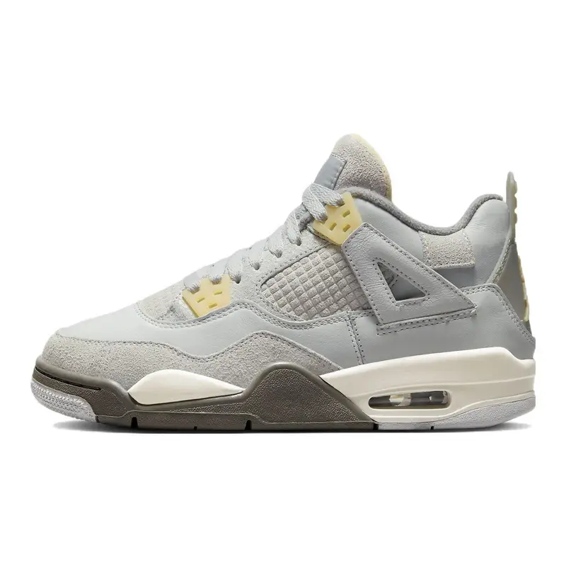 Jordan Air 4 Retro SE Craft GS Photon Dust Scarpe da Ginnastica per Bambini Grigio Giallo Pallido Bianco Sporco DV2262-021 35 5