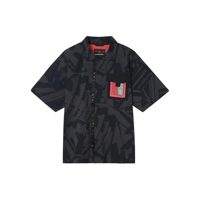 Jordan Camicia a Maniche Corte con Taschino sul Petto con Stampa Logo e Cerniera Bidirezionale da Uomo Top Nera DM3109-010