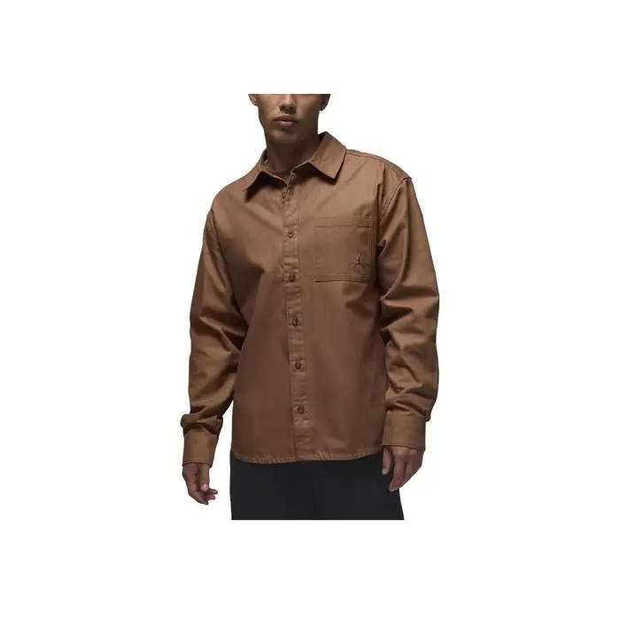 Essentials FW24 Camicia a Maniche Lunghe con Bottoni, Logo, Confortevole, Tinta Unita, Moda, Versatile, Uomo, Camicie, Marrone, FV7446-223 XL