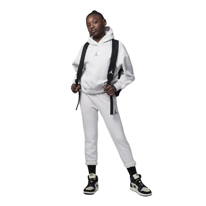 Felpa da ragazza con cappuccio Jordan Icon Play PO Blanc