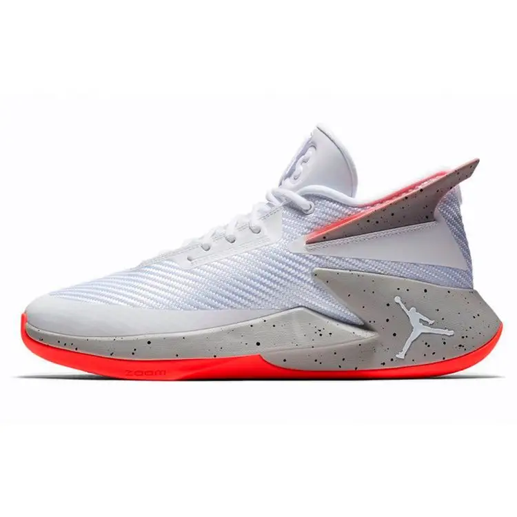 Jordan Fly Lockdown Punta Rotonda Allacciatura Tessuto Pelle Sintetica Assorbimento degli Urti Antiscivolo Mid-Top Scarpe da Basket Uomo