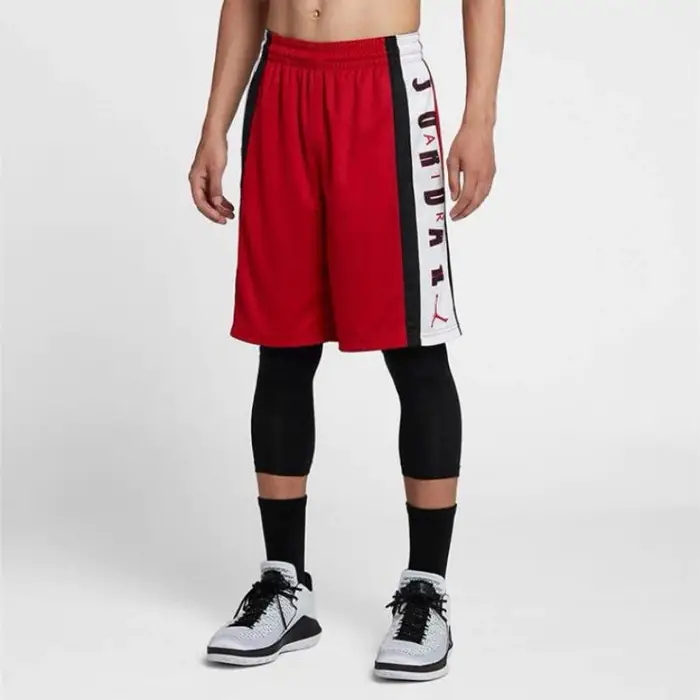 Pantaloncini da basket da uomo rossi con coulisse e stampa di lettere color block Jordan 924567-688 XS